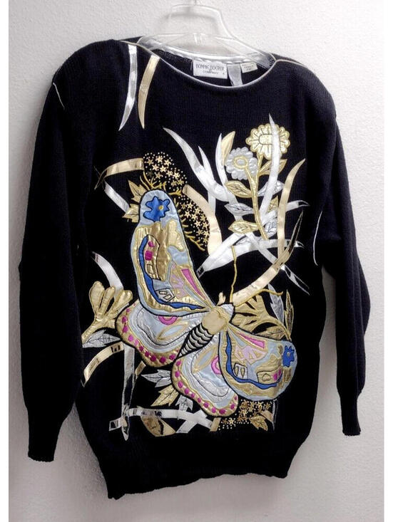 Bonnie Boerer Sweaters - Metallic Huge Butterfly Sweater BONNIE BOERER 1987 Evening Wear NEW WAVE Couture